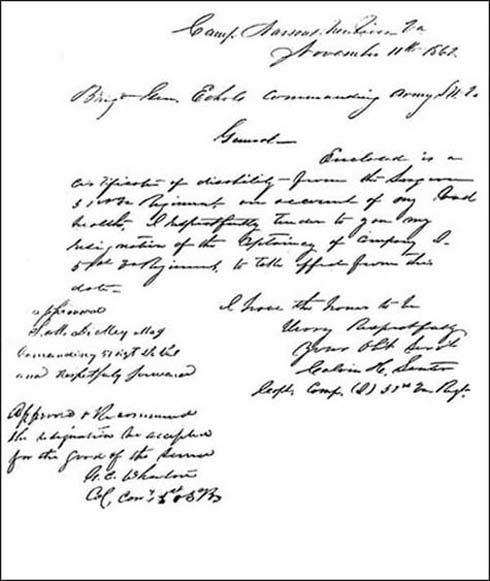 Image of Calvin's Letter of Resignation