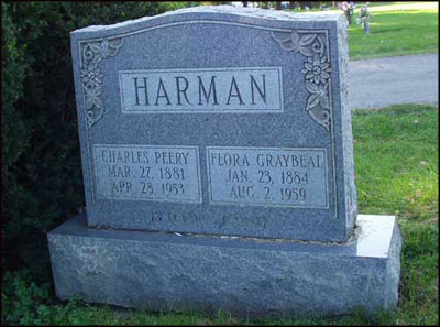Headstone of Flora Graybeal Harman