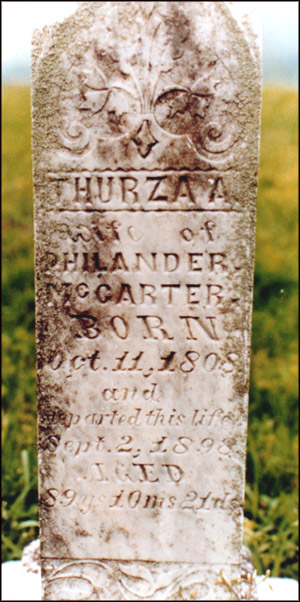 Headstone of Thurza Williams McCarter