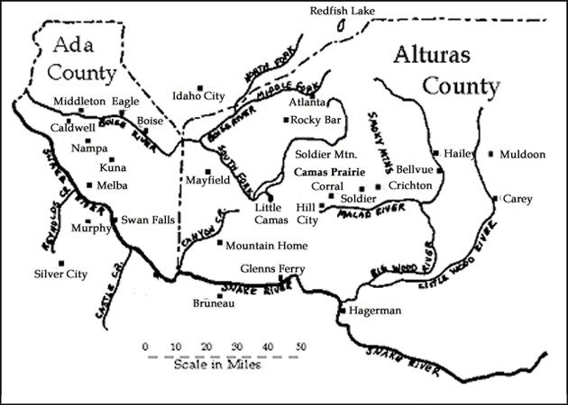 Map of Ada and Alturas Counties