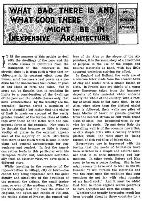 First Page of Newton Tharp Article